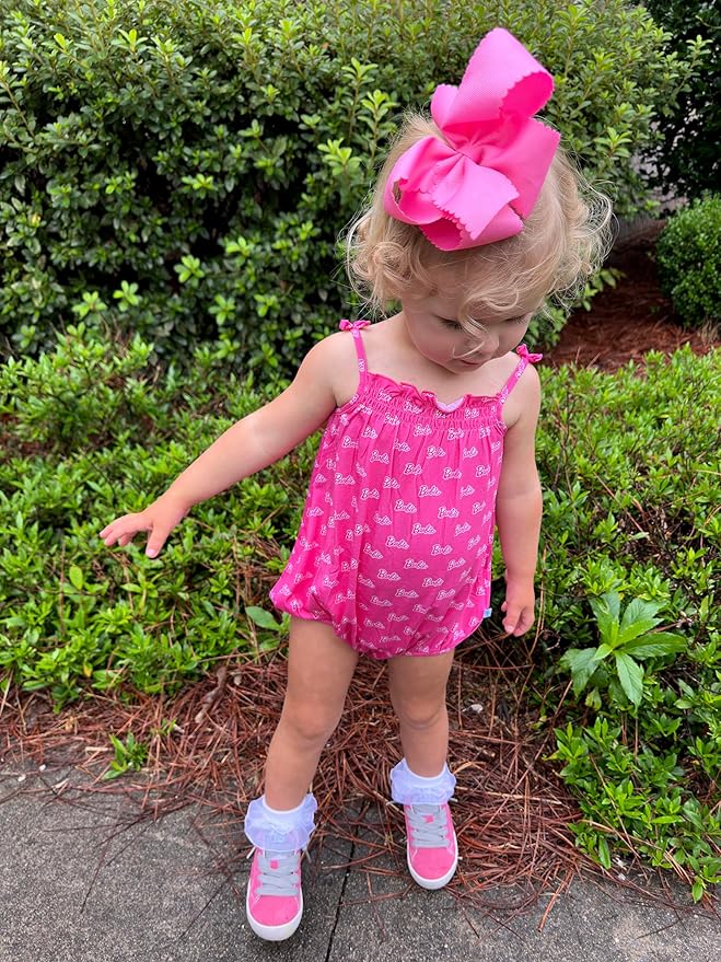 Wee Ones Girls' Classic Grosgrain Hair Bows with Plain Wrap Center, No-Slip Hair Clip, Handmade, Hot Pink, King
