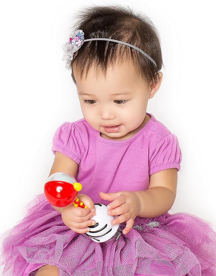 SmartNoggin NogginStik Light-up Developmental Rattle - Color Changing, Textured for Grasping, Mirror & Rattle Sound - Sensory Toy for Babies, Ages 0-12 Months