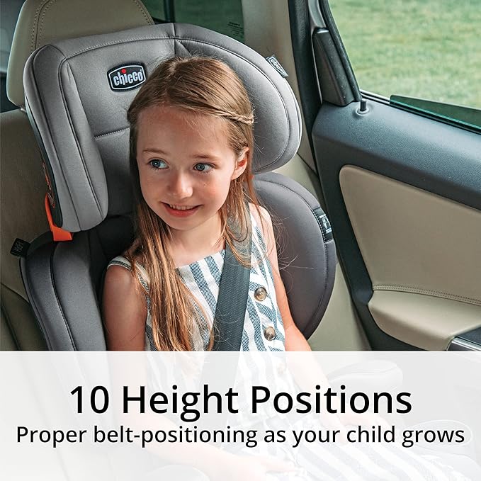 Chicco KidFit ClearTex Plus 2-in-1 Belt-Positioning Booster Car Seat, Backless and High Back Booster Seat, for Children Aged 4 Years and up and 40-100 lbs., Obsidian/Black