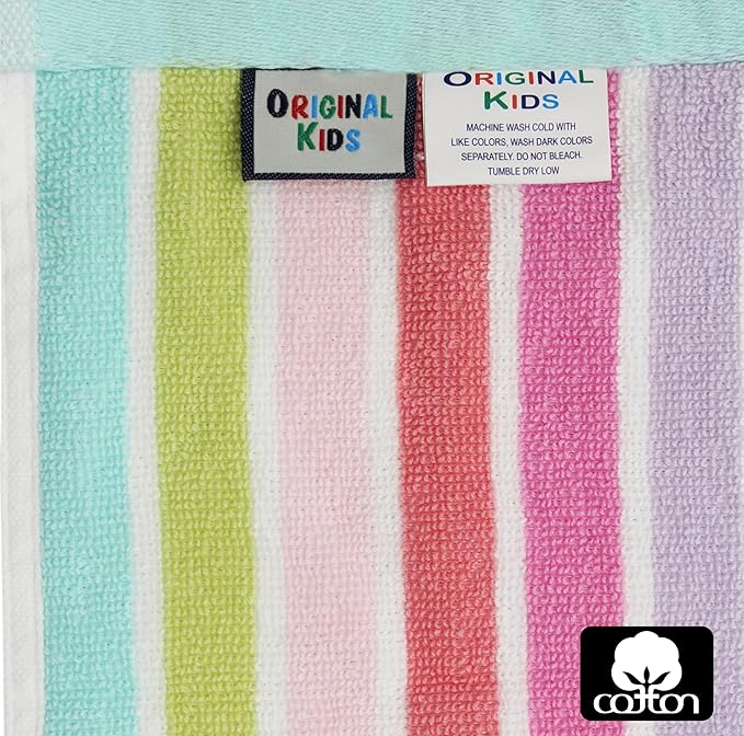ORIGINAL KIDS Hand Towels - Set of 6 Yarn Dyed Terry 100% Cotton Hand Towels - Super Soft Quick Dry Easy Care Absorbent Towels for Bathroom Kitchen Toddlers Children - 16 x 27 - Pink Multi