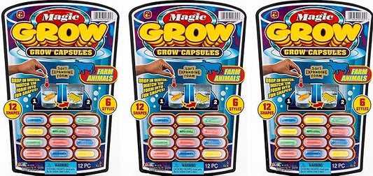 Ja-Ru Magic Grow Capsules, (3 Packs Assorted). Water Growing Animals Capsules. Great Party Favor Kids Toy. Bath Toys for Kids. Fidget Stem Toys. Plus 1 Sticker 305-3s