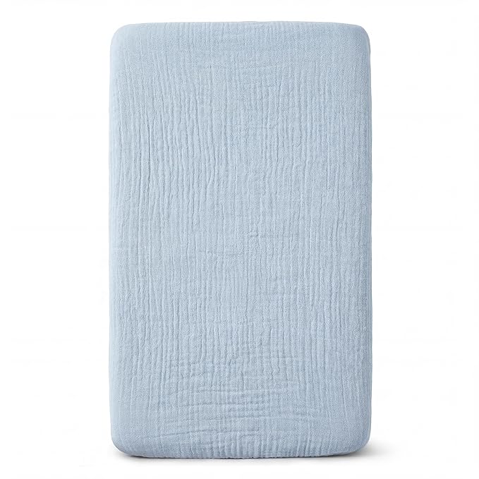 Muslin Bassinet Sheet Compatible with Maxi-COSI Iora & Iora Air Bedside Sleeper - 100% Cotton Rectangular Mattress Pad Cover (33"x20"), Breathable & Soft, Boho (1 Pack Blue)