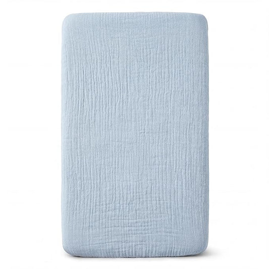Muslin Bassinet Sheet Compatible with Maxi-COSI Iora & Iora Air Bedside Sleeper - 100% Cotton Rectangular Mattress Pad Cover (33"x20"), Breathable & Soft, Boho (1 Pack Blue)