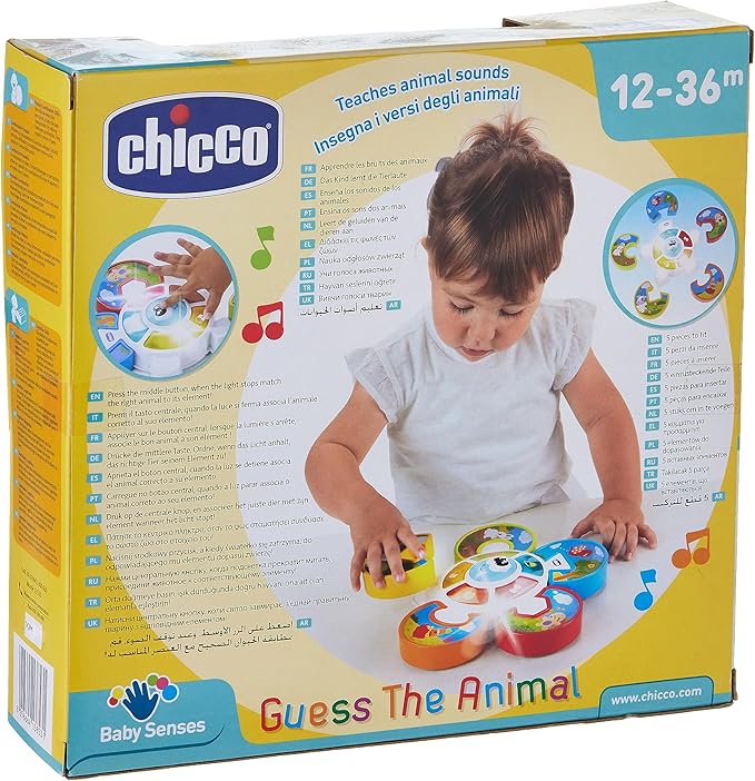 Chicco Activity Centre Game Guess The Animal, Electronic Game with Lights and Sounds, Teaches Animal Verses, Batteries Included, Age 12-36 Months, Multicoloured