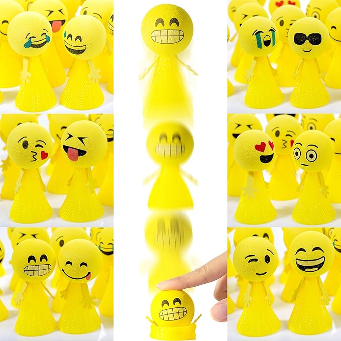 PROLOSO Jumping Popper Spring Launchers Bouncy Toy Balls 24 Pcs(Yellow Poppers)