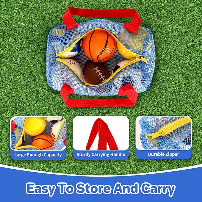 Balls Toys Gift for Toddlers 3 4 5 Years Old,6 Small Sports Foam Balls for Baby with Soccer Ball,Basketball,Football,Baseball,Tennis Ball and Volleyball,Mini Soft Balls for Kids Boys Girl