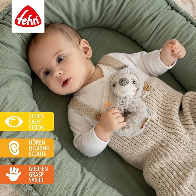 Fehn Lazy Grip Ring, Motor Skills Toy with Rattle, for Fun Early Learning, Faithful Companion for Babies and Toddlers from 0 Months