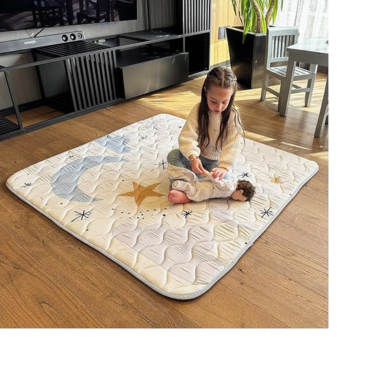 MioTetto Baby Mat for Floor, 50" x 50" Playpen Mat, Thick Soft Foam Padding Baby Play Mat, Portable Quilted playmat - Washable Baby Floor Play mat, Non-Slip Play Mat for Babies & Toddlers