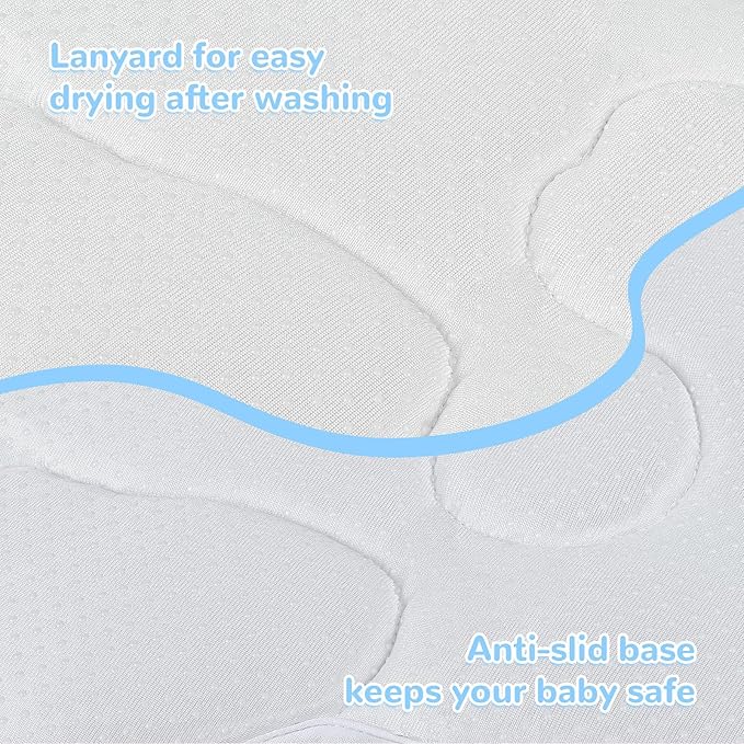Original Bear Baby Bath Pad - Machine Washable Bear Seat Cushion for Infants 0-6 Months+, Anti-Slip Tub & Sink Pad, BPA-Free Blue Bath Essential