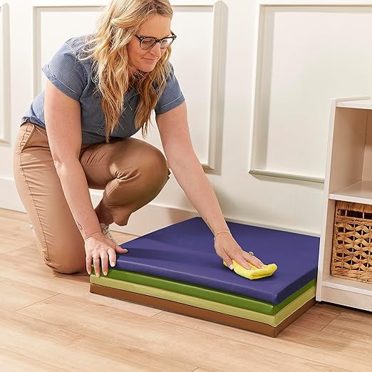 ECR4Kids SoftZone Play Patch Activity Mat Squares, Modular Playmat, Earthtone, 4-Pack