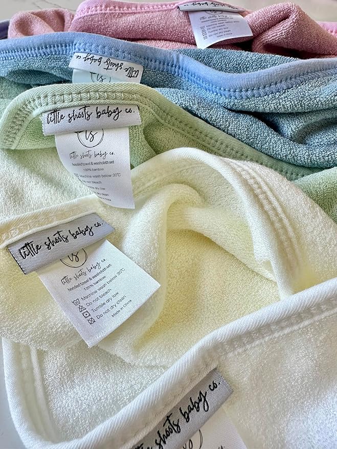 Hooded Baby Toddler Towel and Washcloth Set Made with Viscose from Bamboo, Large Size of 35" x 35", Soft and Absorbent, Baby Essential in Rose