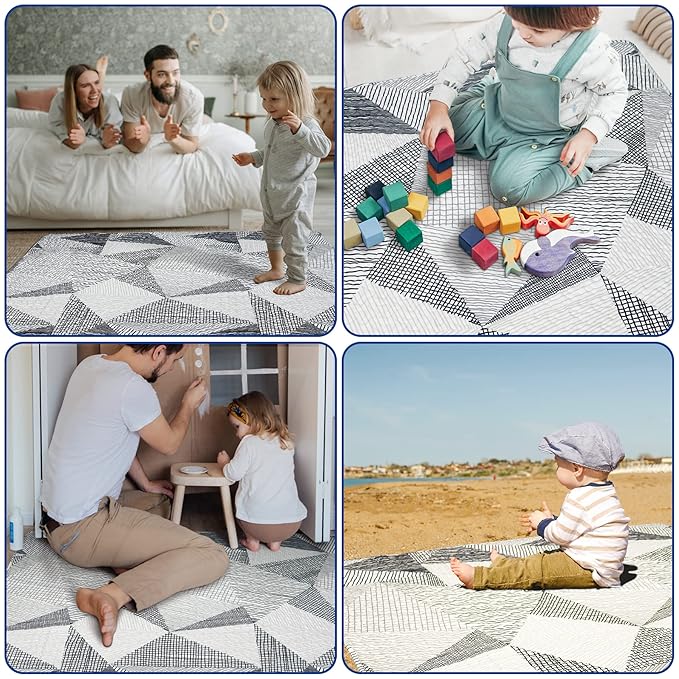 TANOSHII Baby Play Mat for 50"x50" Playpen, Machine Washable Kids Mat, Cotton,Foldable Crawling Mat for Floor,One-Piece Crawling Mat Non Slip Baby Mat for Floor,Portable Travel Large Play Mats