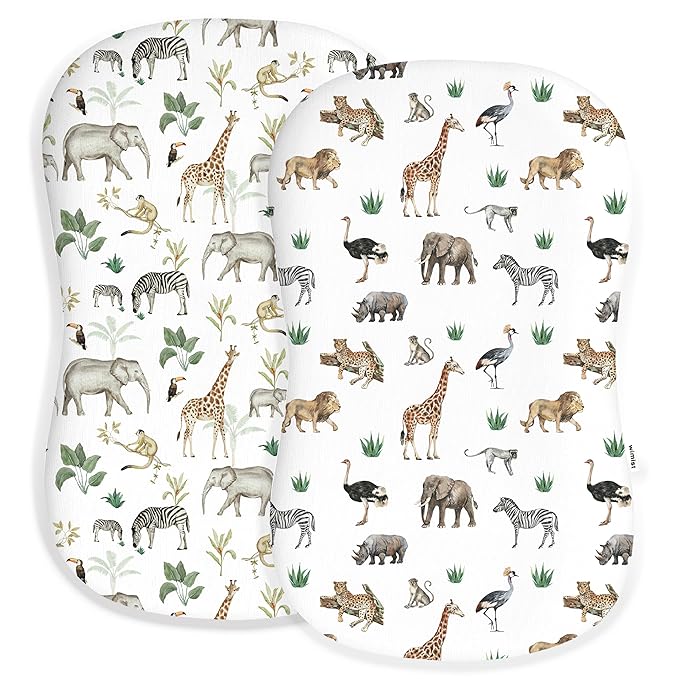 Baby Lounger Cover for Boys and Girls, Soft Breathable Polyester Cover, Fits Most Lounger Pillows, Cute Patterns, Durable and Machine Washable (Jungle Journey, Zipper)