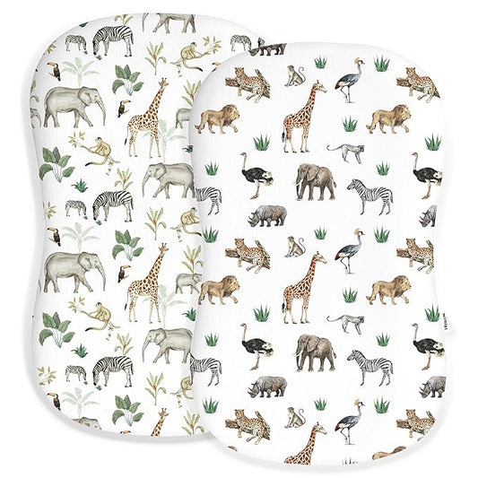 Baby Lounger Cover for Boys and Girls, Soft Breathable Polyester Cover, Fits Most Lounger Pillows, Cute Patterns, Durable and Machine Washable (Jungle Journey, Zipper)