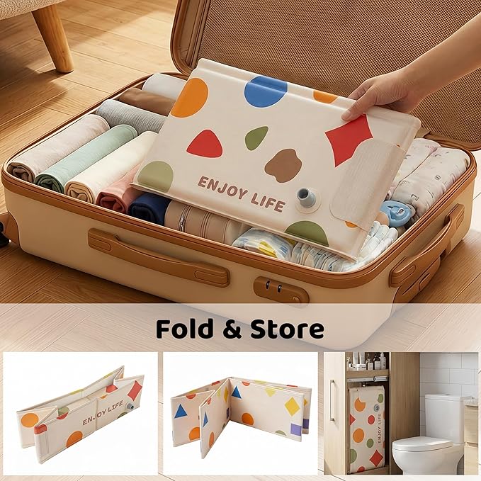 Collapsible Baby Bathtub for Newborn to Toddler, Foldable Toddler Bathtub with Drain Plug, Non-Slip Portable Infant Bath Tub for Travel Storage Outdoor Use, Pastel Dots Pink