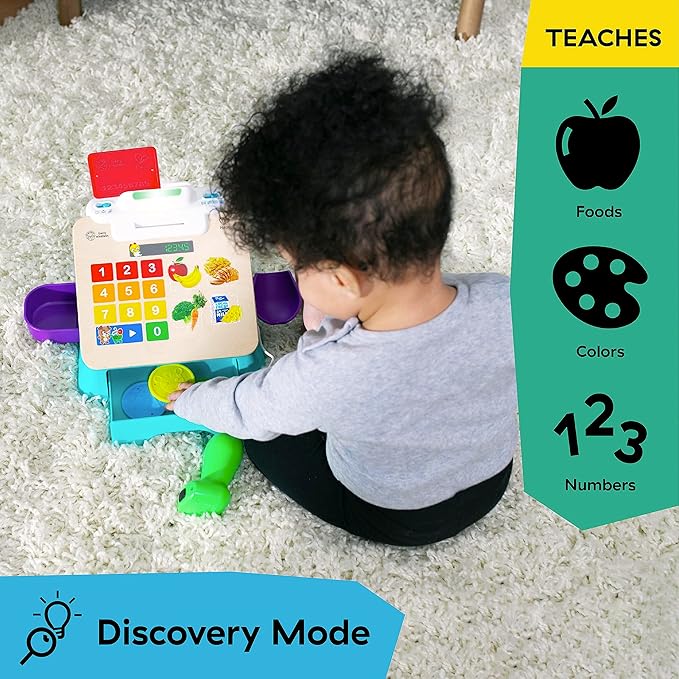 Baby Einstein + Hape Magic Touch Toy Cash Register Pretend to Check Out Toy, Real Sounds and Music, Ages 1, 2, 3, 4+
