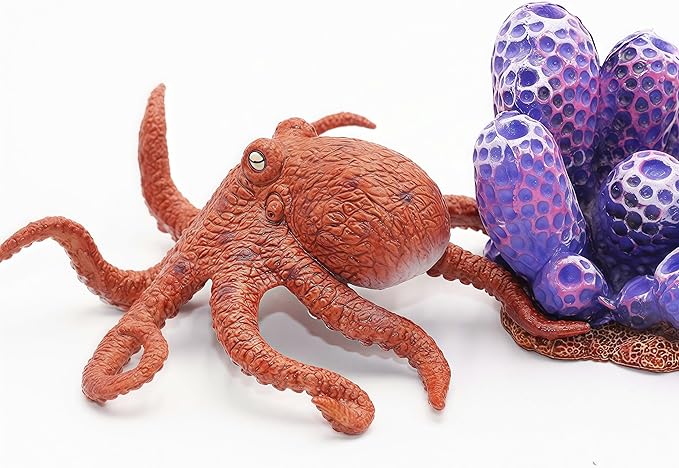 Gemini&Genius Octopus Toys for Kids, Realistic Octopus Action Figure, Marine Animal Figurine Toy, Under The Sea Life Figure Educational Gift, Display and Play Toy, Collection Toys for Kids