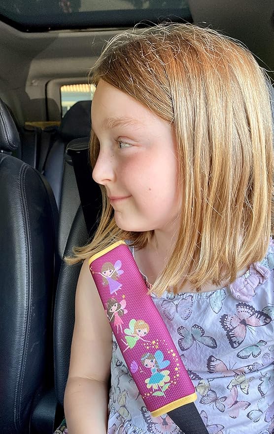 2X HECKBO car Seatbelt Protector with Fairy Fairies for Children Boys Girls, Belt Shoulder pad Pads, car seat Belt Protection, Safety seat Belt pad Pillow, Kids Belt Padding - 2.36“ x 8.27“