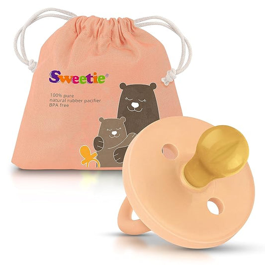 SWEETIE Rubber Light Pink Pacifier Natural Rubber Pacifier Rounded (0-6 Month, Light Pink)