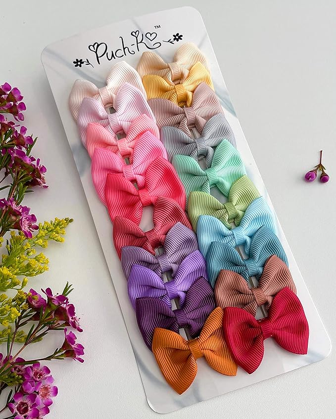 Baby Girl Hair Bow Clips for Newborns Infants Non Slip Fine Hair Tiny Barrettes (Rose)