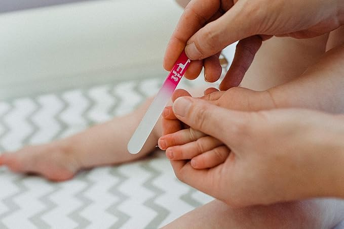 Baby Nail File by baby blue giraffe (Blue & Pink) The Original Glass Baby Nail File- 100% Made in Europe (2 Blue and 2 Pink Combo)