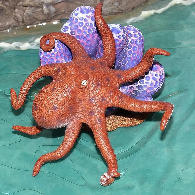 Gemini&Genius Octopus Toys for Kids, Realistic Octopus Action Figure, Marine Animal Figurine Toy, Under The Sea Life Figure Educational Gift, Display and Play Toy, Collection Toys for Kids