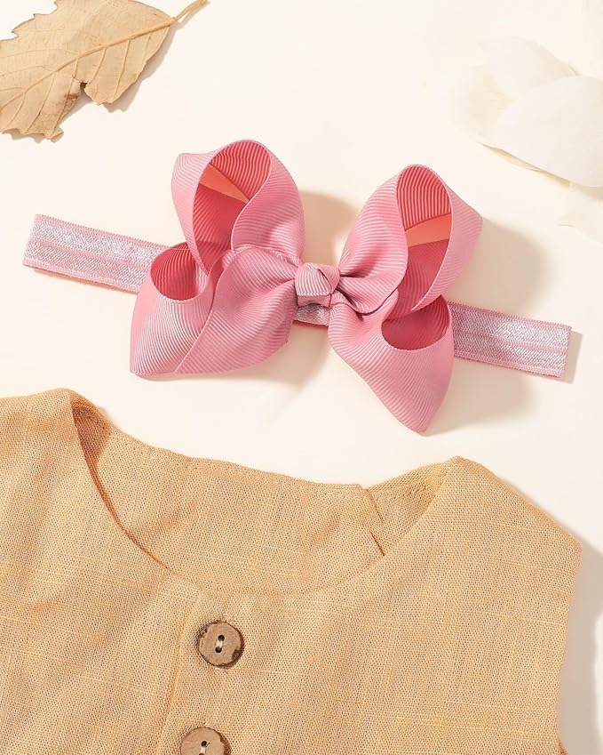 jollybows Baby Girls Headbands, 3 PCS 4in Grosgrain Ribbon Hair Bows - White, Cream, Pink, for Baby Girls Infants Toddler Kids Teens and Children