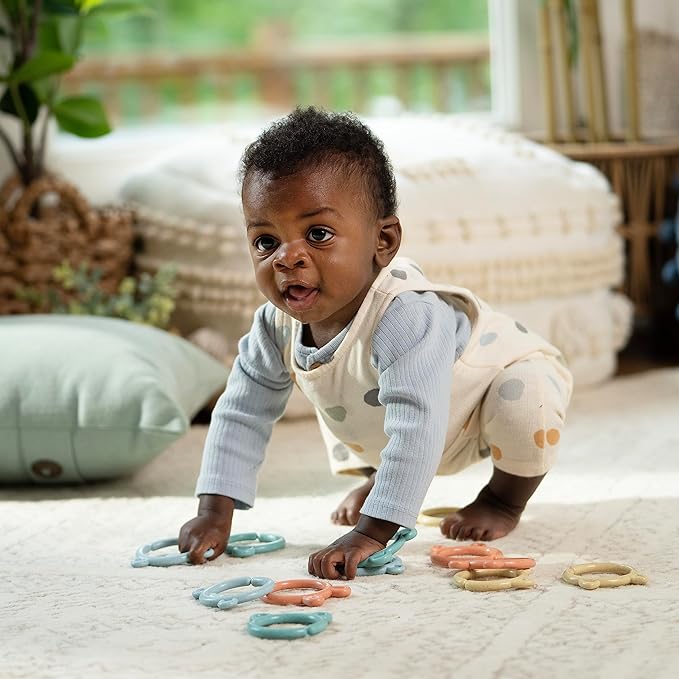 Ingenuity Sheppy's Squad Toy Links for Newborn and Up, 12 Links, Plant-Based and BPA-Free Materials, Multi-Texture