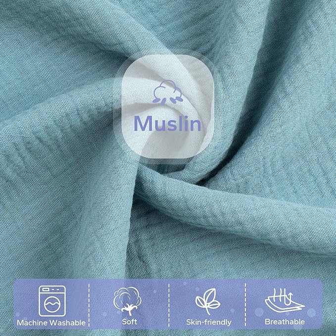 FUNUPUP Muslin Baby Lounger Cover Compatible with Snuggle Me Lounger, Infant Lounger Pillow Cover for Newborn, Removable Newborn Lounger Cover for Boys and Girls, Only Cover, Grey & Blue