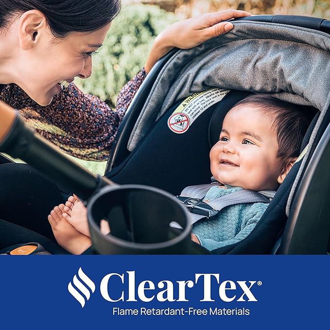Chicco KeyFit Max Zip ClearTex Infant Car Seat and Base, Rear-Facing Seat for Infants 4-30 lbs., Infant Head and Body Support, Compatible with Chicco Strollers, Baby Travel Gear, Sierra/Beige