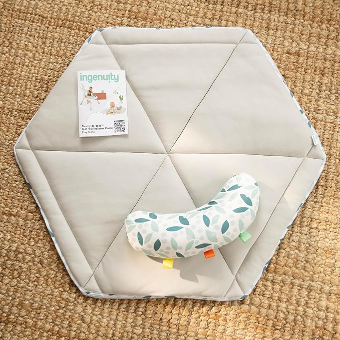 Ingenuity Tummy-to-Toes 6-in-1 Milestone Center, Play Gym, Foldable Mat, Music and Nature Sounds, Lights, Activity Jumper, Table, Playhouse, for Ages 0-48 Months