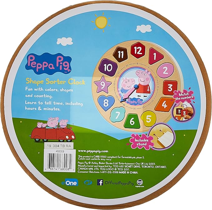 Peppa Pig Shape Sorter Clock Puzzle for 36 months to 48 months, 14Pieces (12Piece numbers + Clock + Stand )