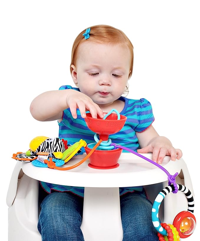 Grapple, the Baby Suction Cup Toy Holder for High Chair, Stroller and Teething Toys for Babies 6-12 Months. One of Your Baby Must Haves!