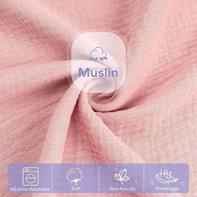 FUNUPUP Muslin Baby Lounger Cover Compatible with Snuggle Me Lounger, Infant Lounger Pillow Cover for Newborn, Removable Newborn Lounger Cover for Boys and Girls, Pink