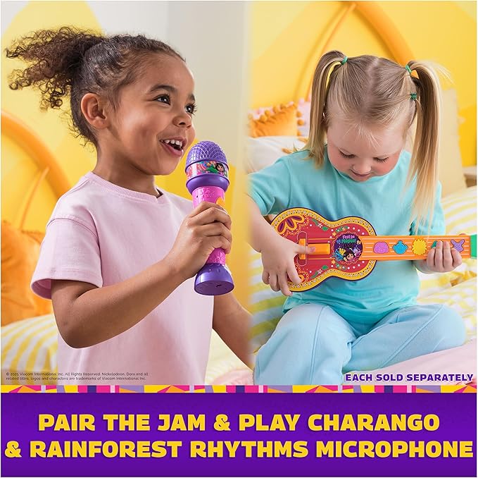 Dora, Rainforest Rhythms Microphone with Music, Sound Fx & Bilingual Phrases, Kids Toys for Girls & Boys Ages 3 and Up