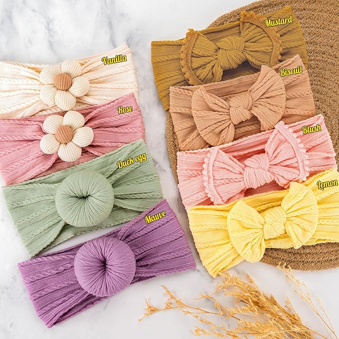Baby Girls Headbands with Bows Soft Elastics Head Wrap Hair Accessories for Newborn Infant Toddler Kids