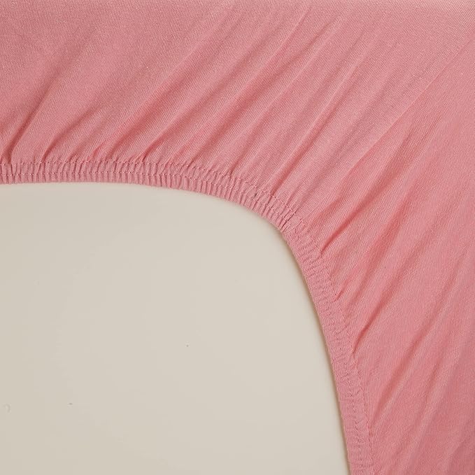 2 Pack n Play Mattress Sheets – 100% Jersey Knit Cotton Soft Portable Crib Mattress Sheet for Girls with Pink and Yellow Precious Moments Design; 2 Pk Playpen Mattress or Mini Crib Fitted Sheet Set