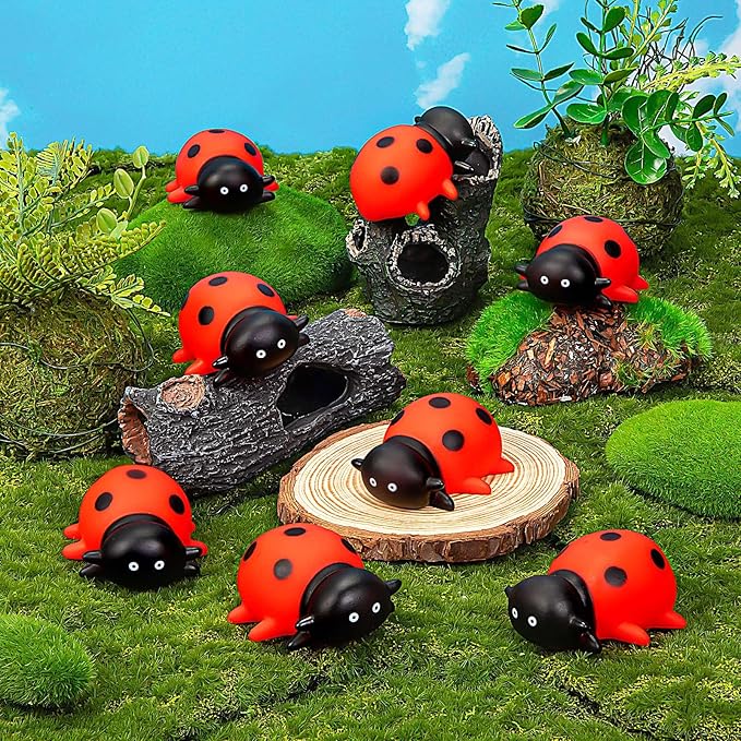 25Pcs Mini Ladybug Toys, Lady Bugs Realistic Bath Animals, Ladybug for Floating Bathtub Toys Summer Birthday Gathering Decorations
