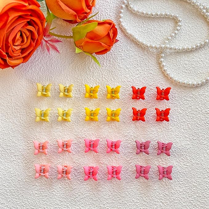 96pcs Baby Girl Hair Clips 24 Multicolors Colors Mini Hair Claw Clips Small Tiny Butterfly Claw Clips Baby Hair Accessories for Toddler
