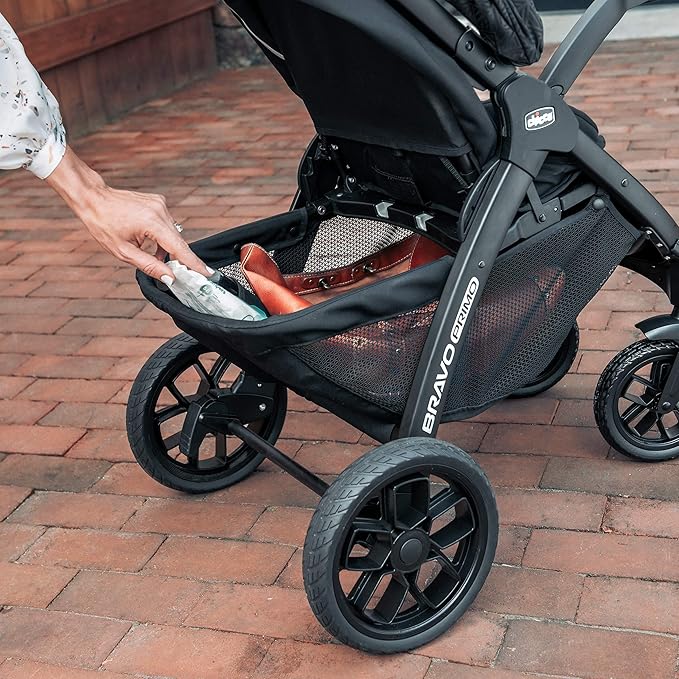 Chicco Bravo Primo 3-in-1 Trio Travel System, Bravo Primo Quick-Fold Stroller with KeyFit 35 Zip Infant Car Seat and Base, Springhill/Black