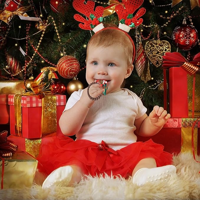 Christmas Baby Silicone Teether Christmas Tree and Bear Teething Ring Christmas Teething Toys Toddler Teething Chew Toys Christmas Gifts or Chritmas Stocking Filler