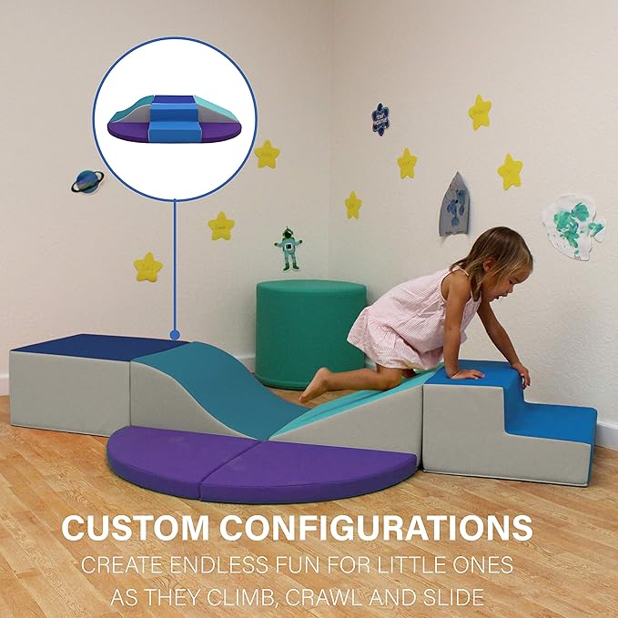 FDP SoftScape Playtime All Around Climber for Crawling Infants and Toddlers, Soft Foam Active Playset with Steps and Slides, Growing Minds and Motor Skills (6-Piece) - Contemporary/Purple, 13021-CTPU