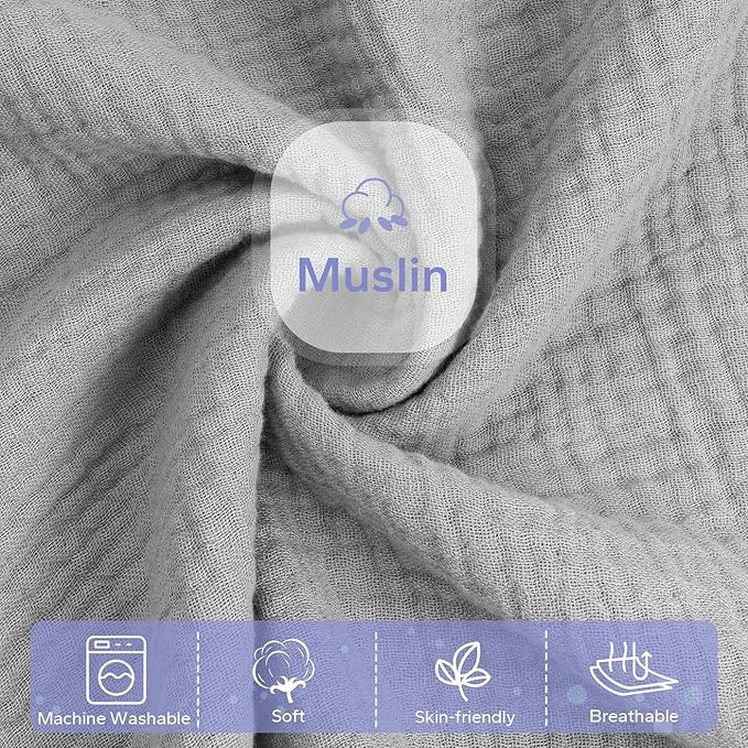 FUNUPUP Muslin Baby Lounger Cover Compatible with Snuggle Me Lounger, Infant Lounger Pillow Cover for Newborn, Removable Newborn Lounger Cover for Boys and Girls, Only Cover, Grey
