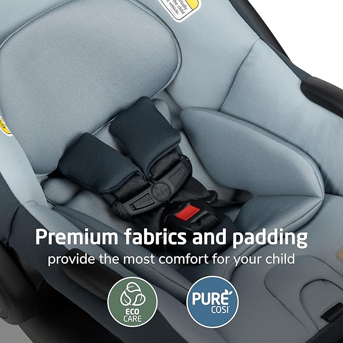 Maxi-Cosi Mico Pro Baby Infant Car Seat, Ventilated Chair Design, Soft Headrest Pad, Easy-Install Latch, Adjustable Belt Guide, 3-Position Base, Stroller-Ready, Fits 4-30 lbs, up to 32 in, Seascape
