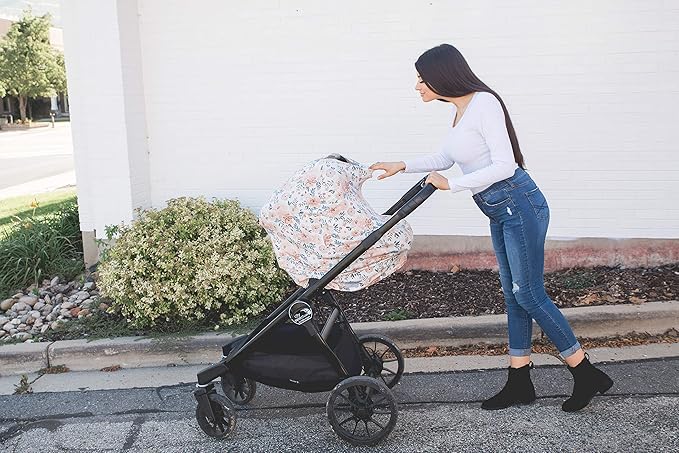Copper Pearl Multi-Use Cover: Car Seat & Stroller Cover for Sun - Stretchy Fabric, All-Season Use, Stylish Designs, Easy Access for Moms - Autumn