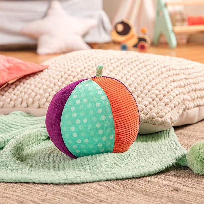 B. toys – Large Textured Plush Baby Ball – Chiming Bell – Gross Motor Skills & Sensory Development – for Babies & Toddlers – Make It Chime – 6+ Months