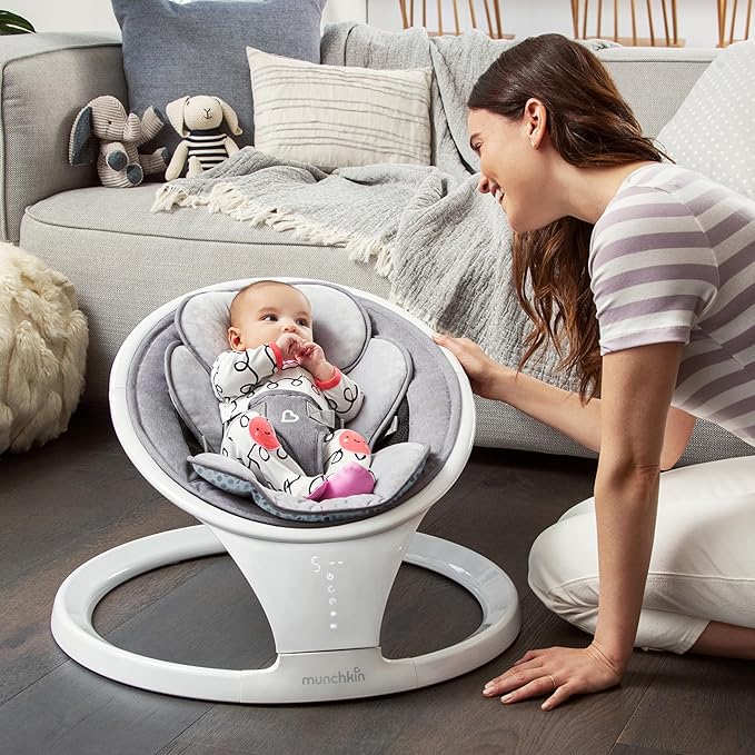 Munchkin Baby Swing with Bluetooth and Shhh… Sleep Soother White Noise Machine - Perfect for New Parents