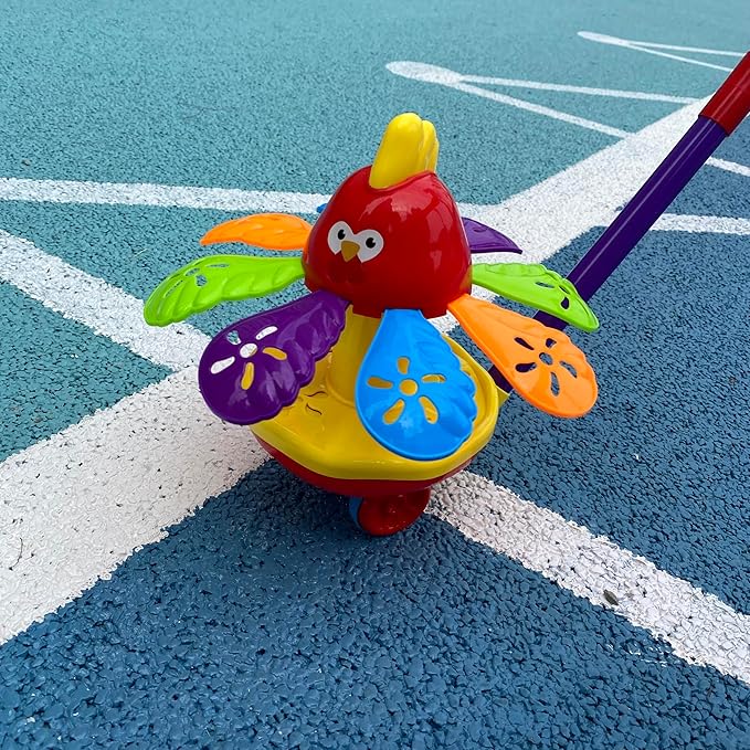 Toys car for Kids with Spinning Wings & Jingle Bell - Educational Fun for Christmas, Halloween, Thanksgiving, Birthday Gifts, Rooster Toys - Toddler Push Toys(Color Random)