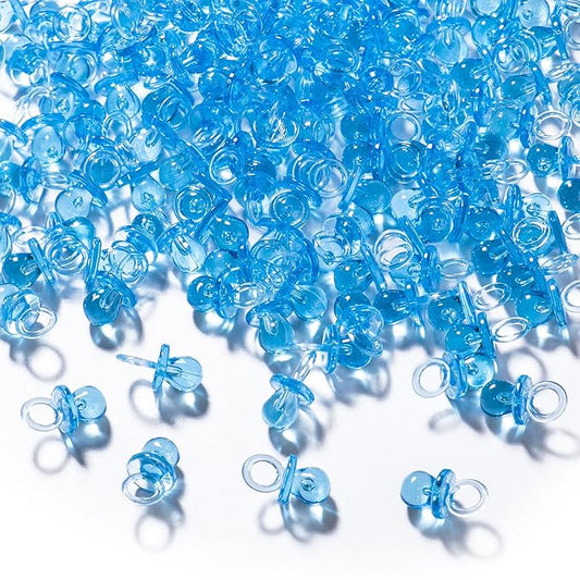 150 Mini Acrylic Pacifiers for Baby Shower Game, 0.86 Inch Bulk Chupones para Gender Reveal Party Favors Table Decoration (Blue)