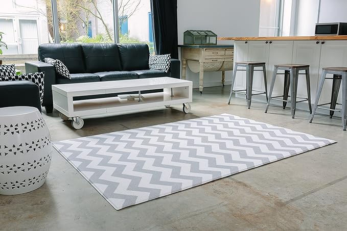 Baby Care Play Mat (Large, Zig Zag - Grey) 82'' x 55'' Original One-Piece Reversible Rollable Waterproof Play Mat for Infants, Babies, Toddler, and Kids